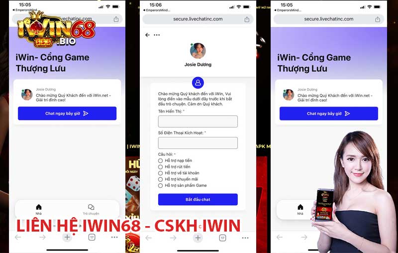 Liên hệ IWIN68 thông qua live chat