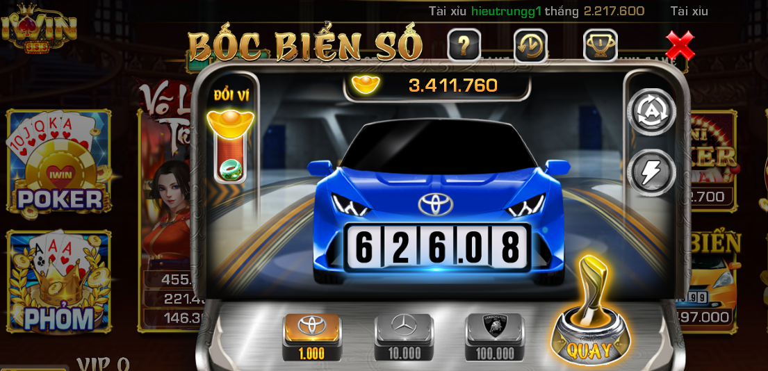 Bốc biển số iWinClub – game hay dễ dàng giành được các giải thưởng lớn